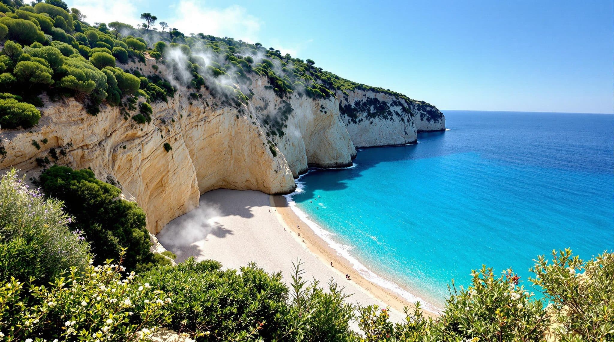découvrez la plage de xigia à zakynthos, célèbre pour ses eaux soufrées bienfaisantes. profitez d'une baignade relaxante dans un cadre idyllique, alliant beauté naturelle et vertus thérapeutiques.
