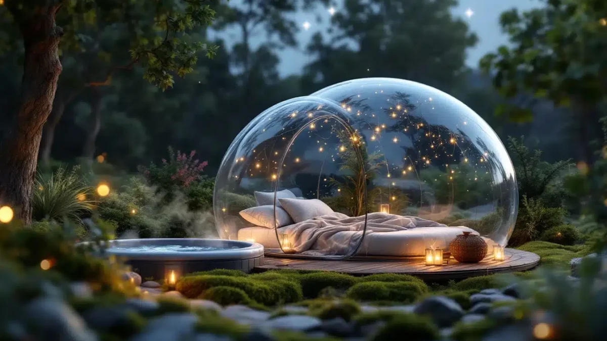 dormir dans une bulle étoilée avec jacuzzi privé