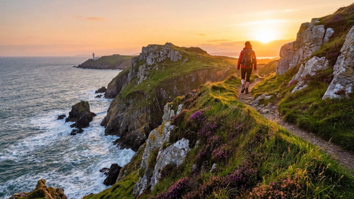 découvrez binn eadair, une randonnée spectaculaire le long des falaises irlandaises près de howth, offrant des vues imprenables sur la mer et la nature sauvage environnante.