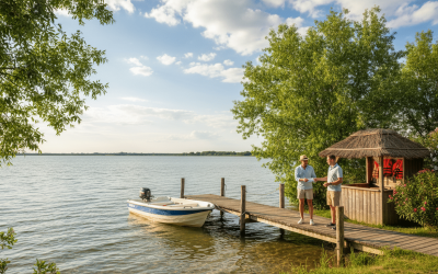 louez un bateau au lac de biscarrosse et profitez d'une aventure unique. paiement sécurisé accepté par chèque ancv pour une réservation facile et pratique.