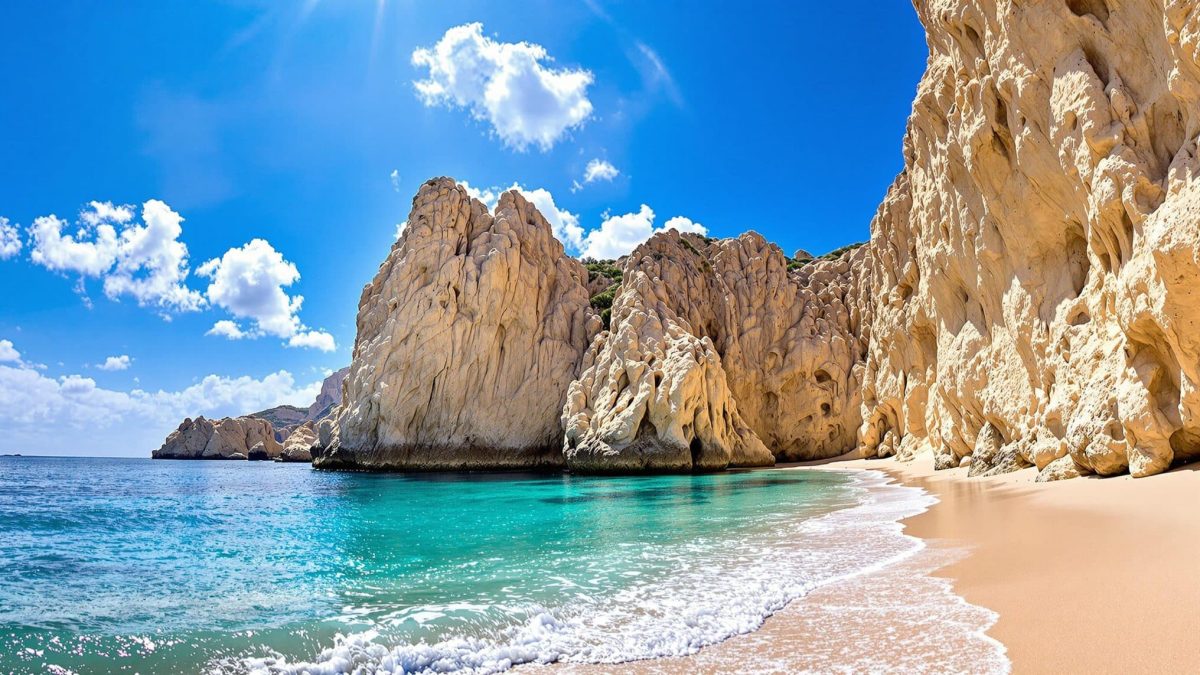 découvrez la plage de papafragas à milos, une crique spectaculaire entourée de falaises impressionnantes et d'eaux cristallines. un véritable paradis pour les amoureux de la nature et les aventuriers, cette plage offre une expérience unique entre détente et exploration.