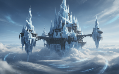explorez le plan élémentaire de l'air et aventurez-vous dans le palais de glace et de fer, un lieu mystique où s'entremêlent magie et éléments naturels.