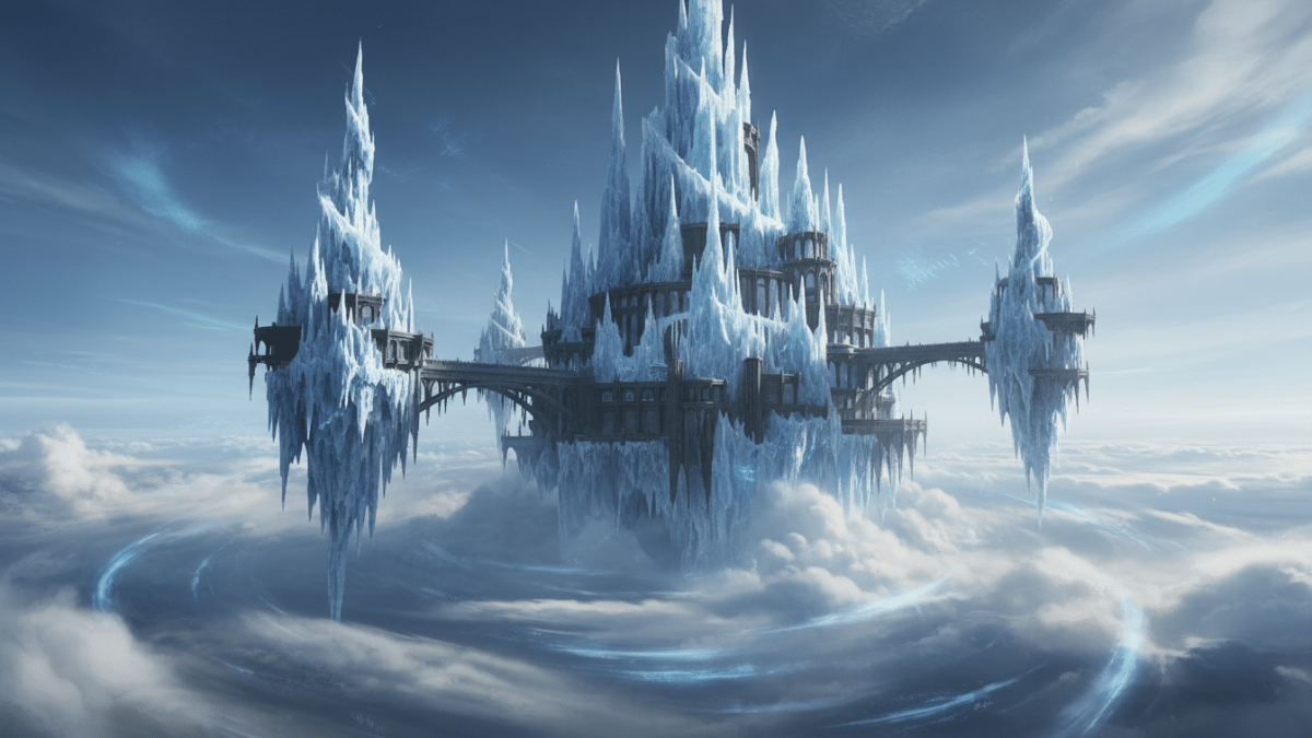 explorez le plan élémentaire de l'air et aventurez-vous dans le palais de glace et de fer, un lieu mystique où s'entremêlent magie et éléments naturels.