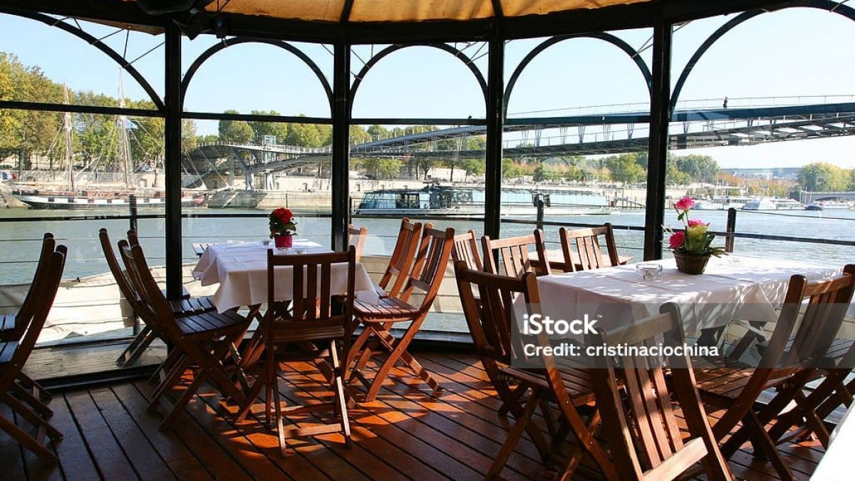 Dining cruise boat on the Seine river in Paris