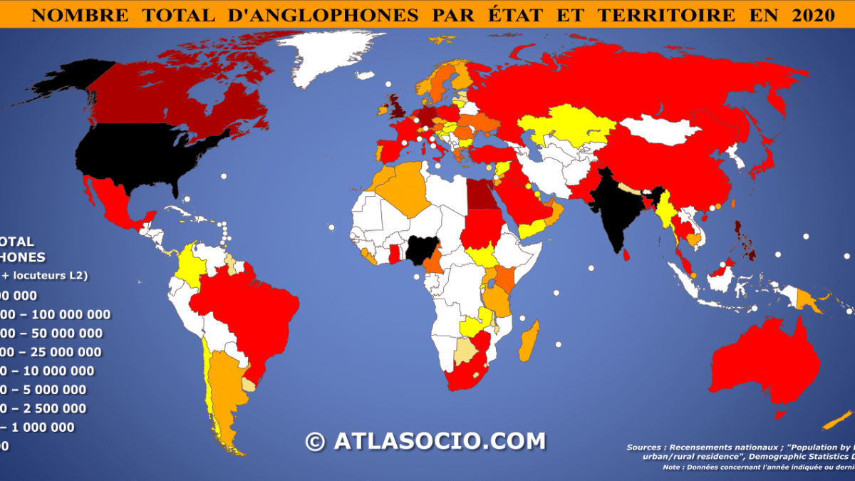 carte pays anglophone