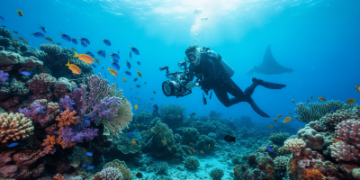 plongeur-photographe-recif-corail-raie-manta