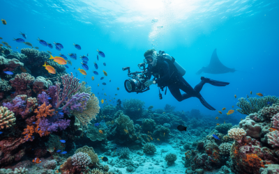 plongeur-photographe-recif-corail-raie-manta