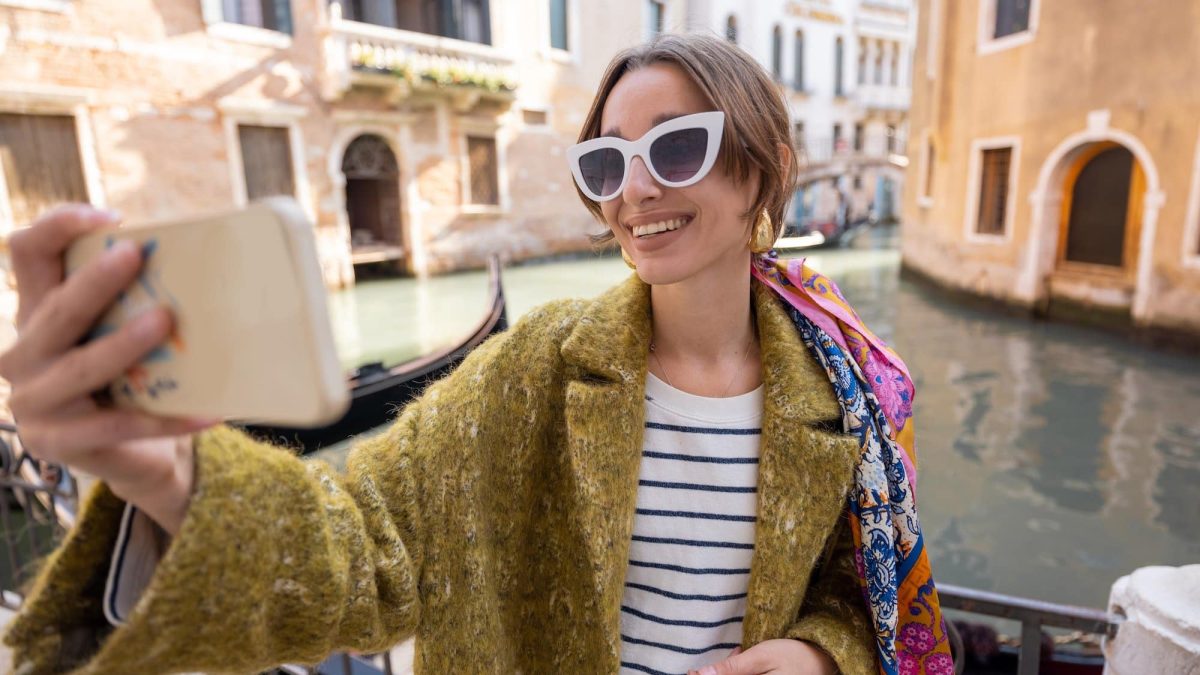 Woman traveling in Venice